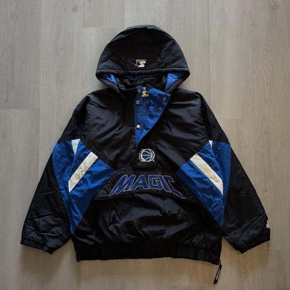 Starter 90s Orlando Magic NBA Puffer Jacket Men’s L Black Blue Hooded